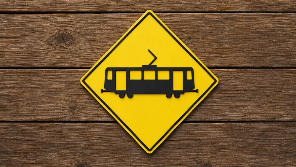 Light Rail Crossing Warning Sign Train Station Railroad Travel Road Highway Sign